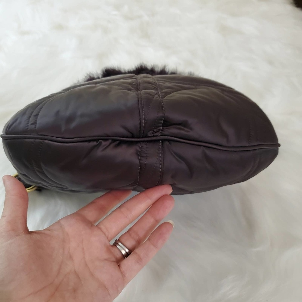 Coach Limited Edition Brown Rabbit Fur Signature Hobo - Picture 3 of 10